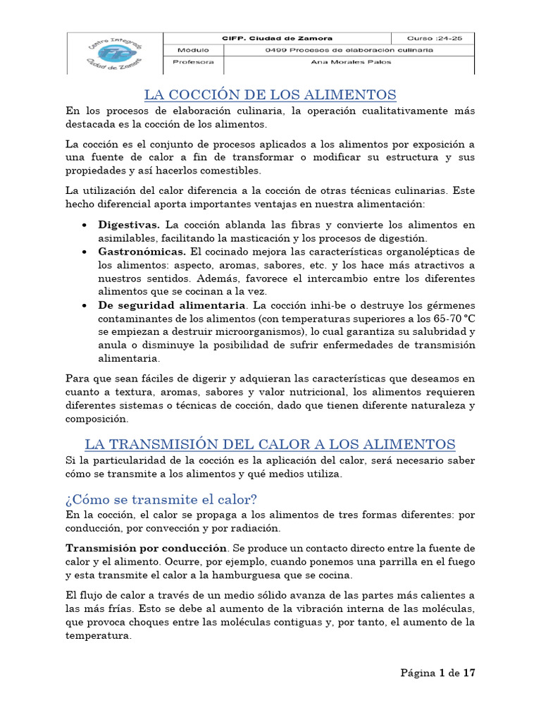 La Cocción de Los Alimentos | PDF
