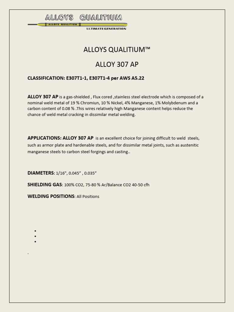 Alloy 307 Ap | PDF