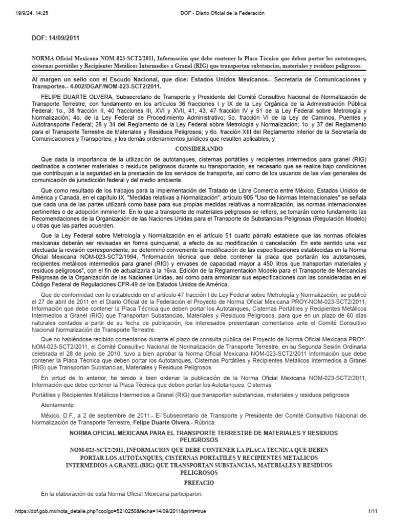 Nom 023 SCT2 2011 | PDF