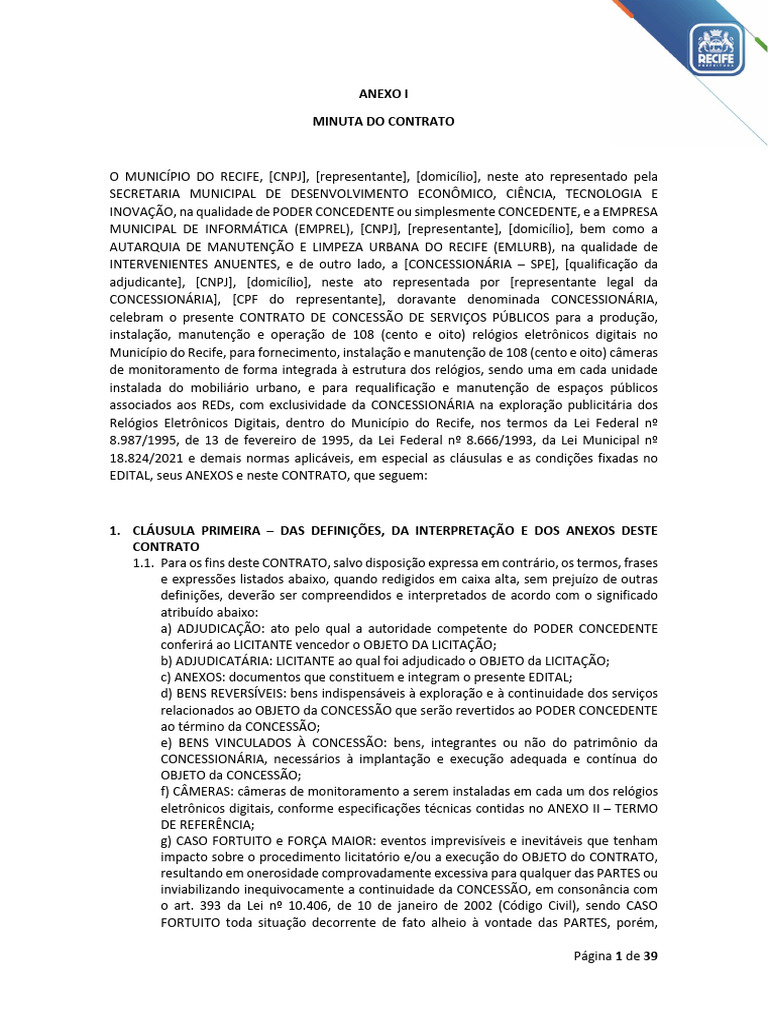 Anexo I - Minuta Do Contrato - Reds | PDF