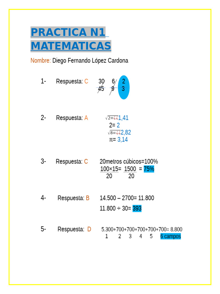 Practica n1 Matematicas | PDF