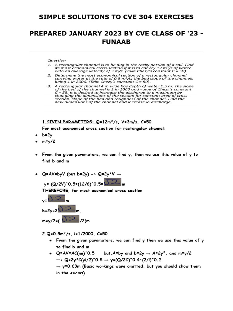 Cve 304 Solved Exercises | PDF