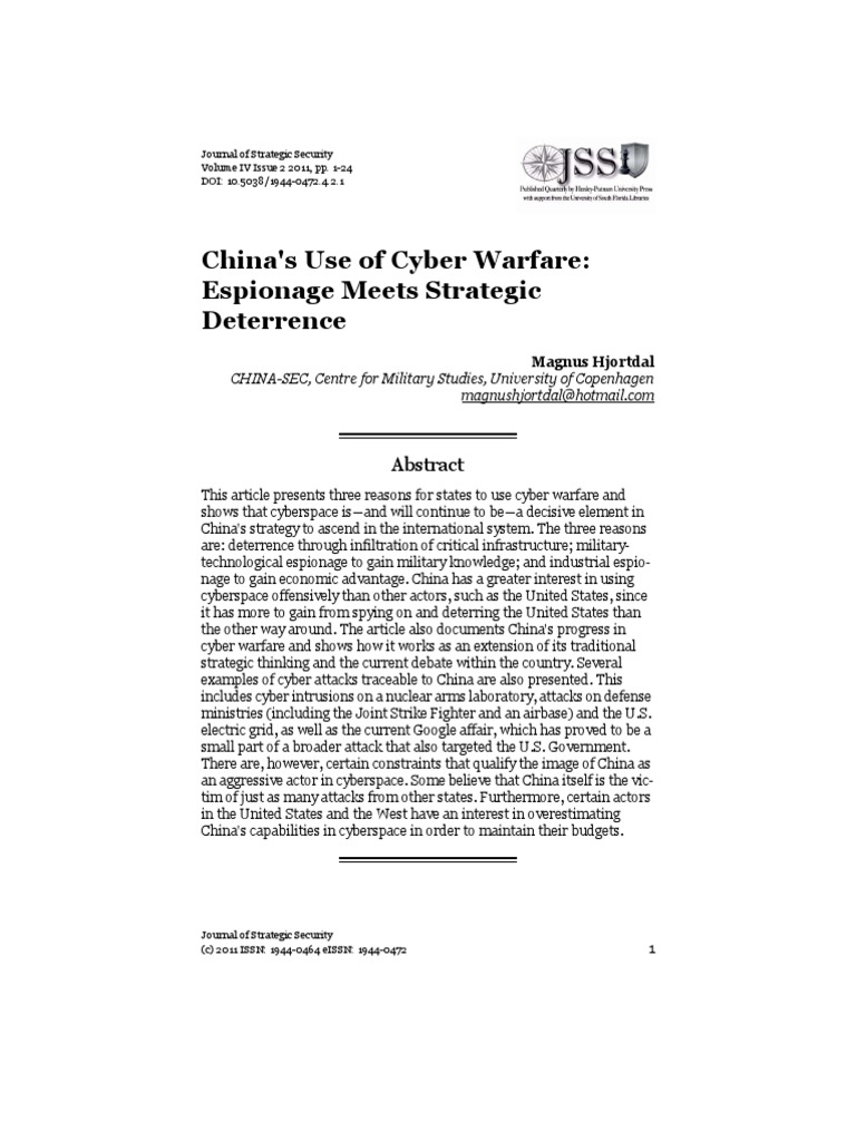 China's Cyber Warfare Strategy Explained | PDF | Cyberwarfare | Security