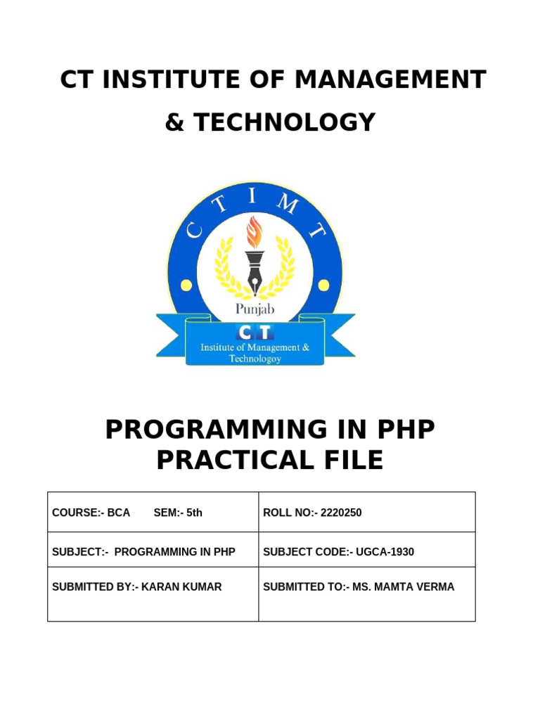 Practical File of PHP | PDF
