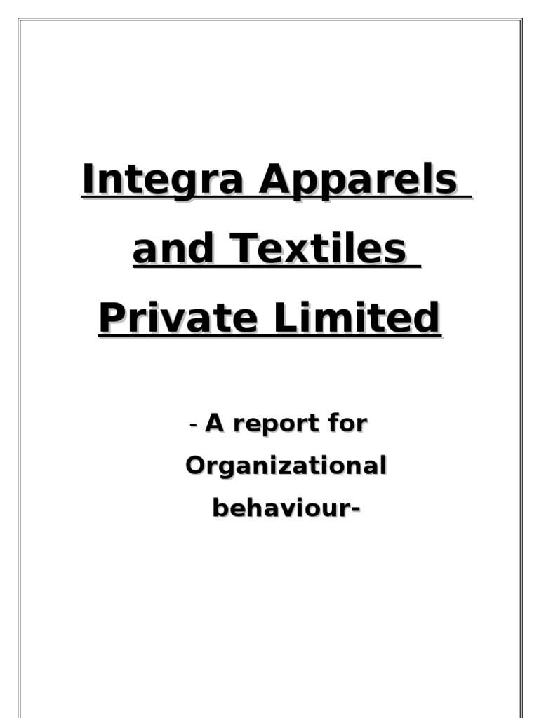 Integra Apparels and Textiles Private Limited PDF General Manager