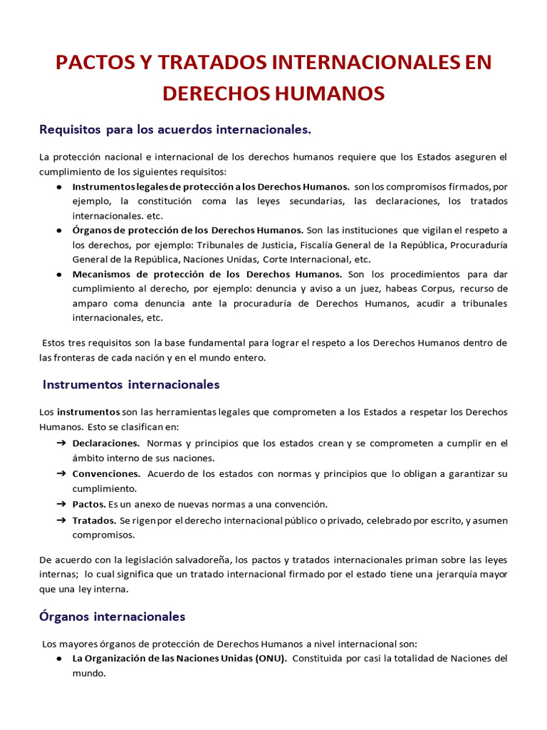 B1GC Tema 2. Pactos y Tratados Internacionales en Derechos Humanos | PDF