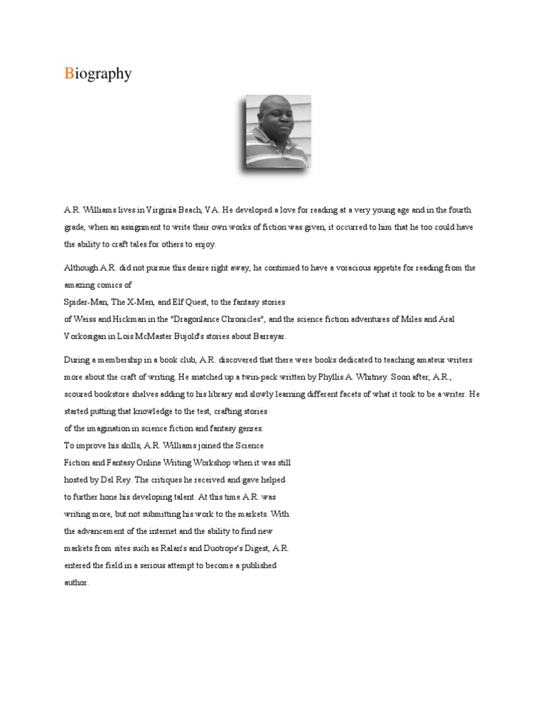 A.R. Williams: Author Biography | PDF | Social Science | General Fiction