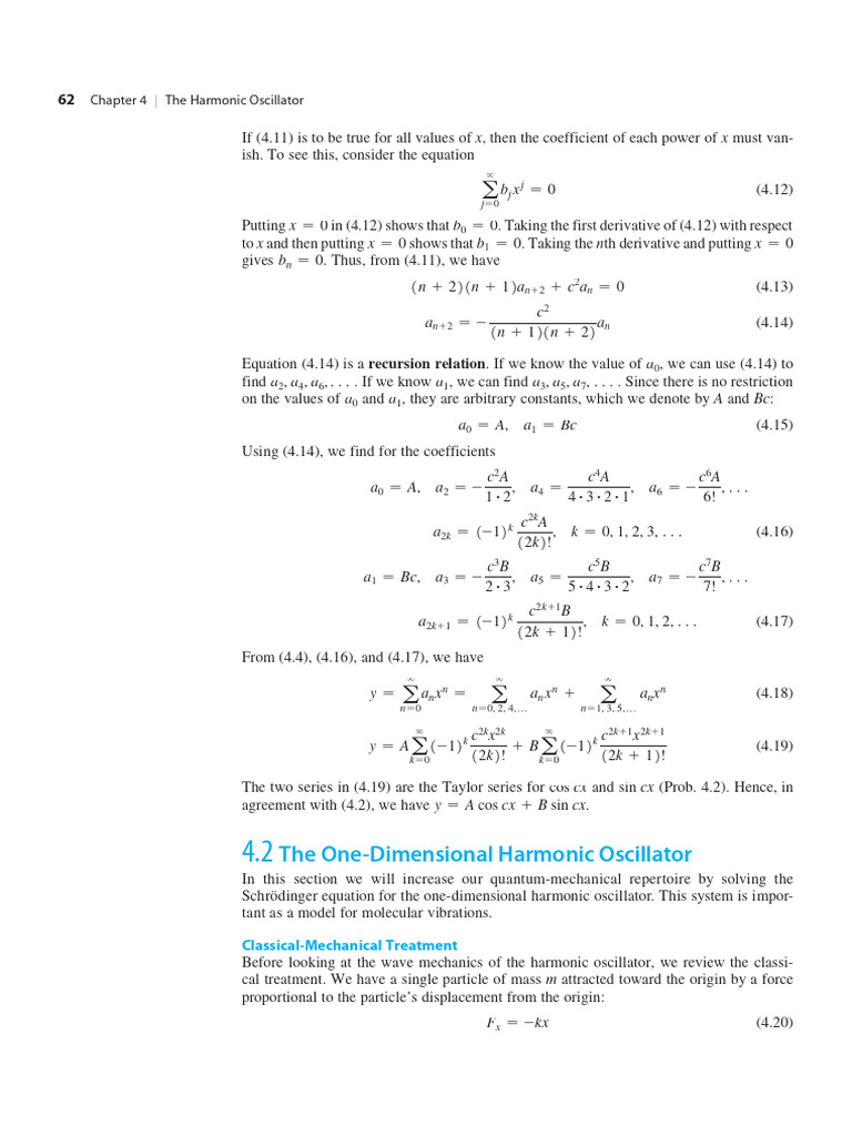 One-Dimensional Harmonic Oscillator | PDF | Oscillation | Quantum Mechanics