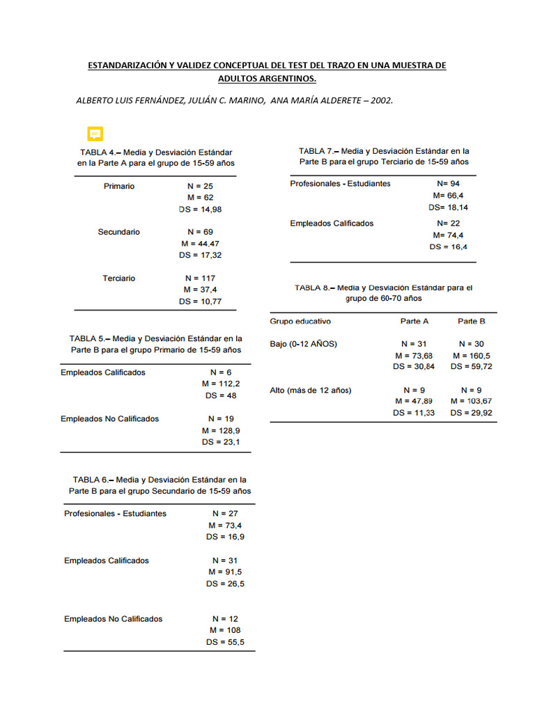 Baremos TMT | PDF