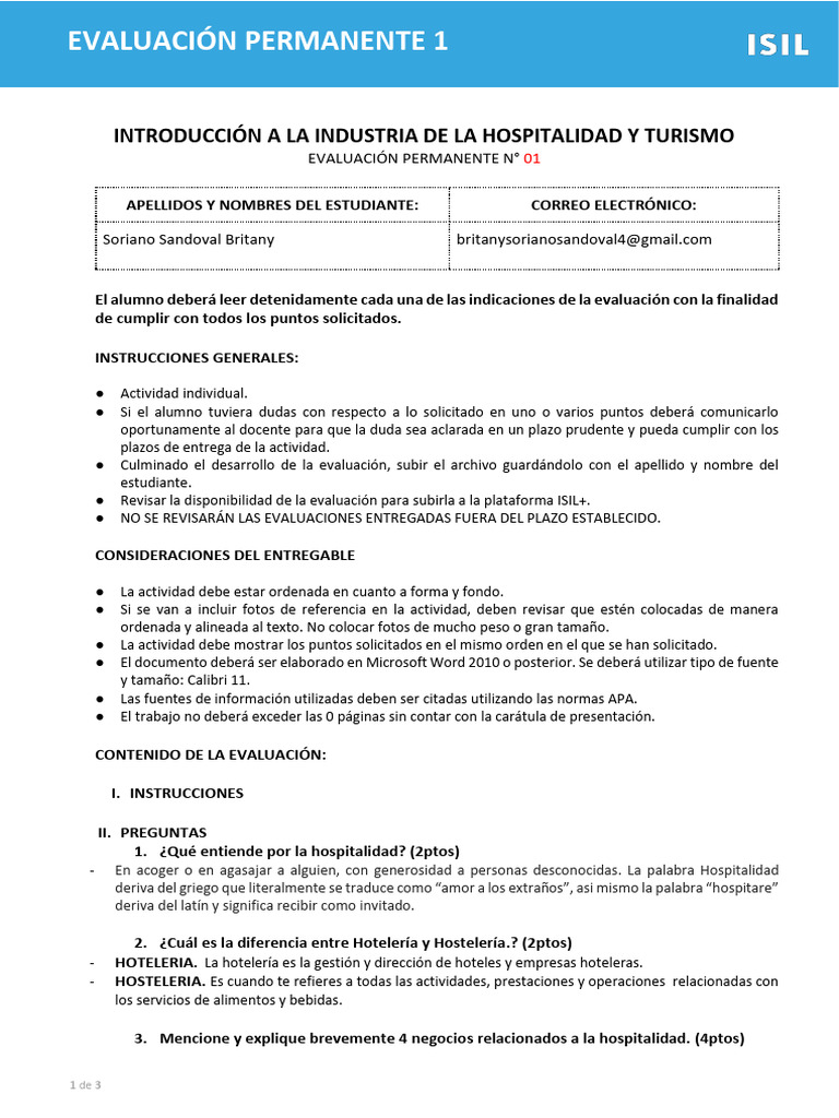 Evaluación de Hospitalidad y Turismo | PDF | Hotel | Agencia de viajes