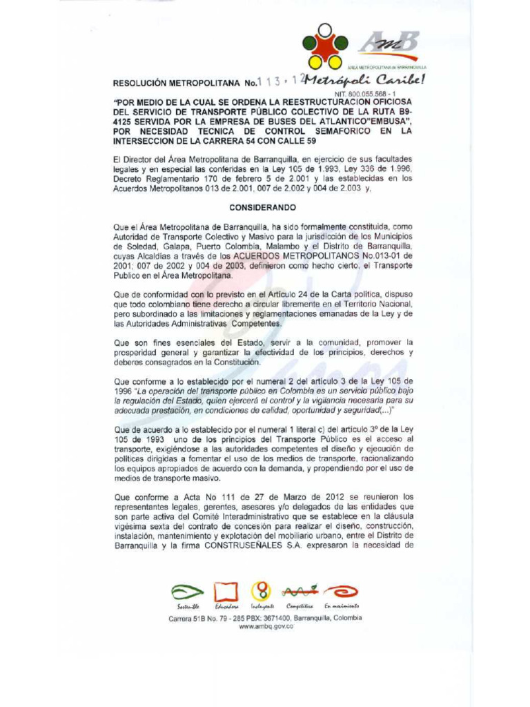 EMBUSA B9 Resolucion 113 12 | PDF