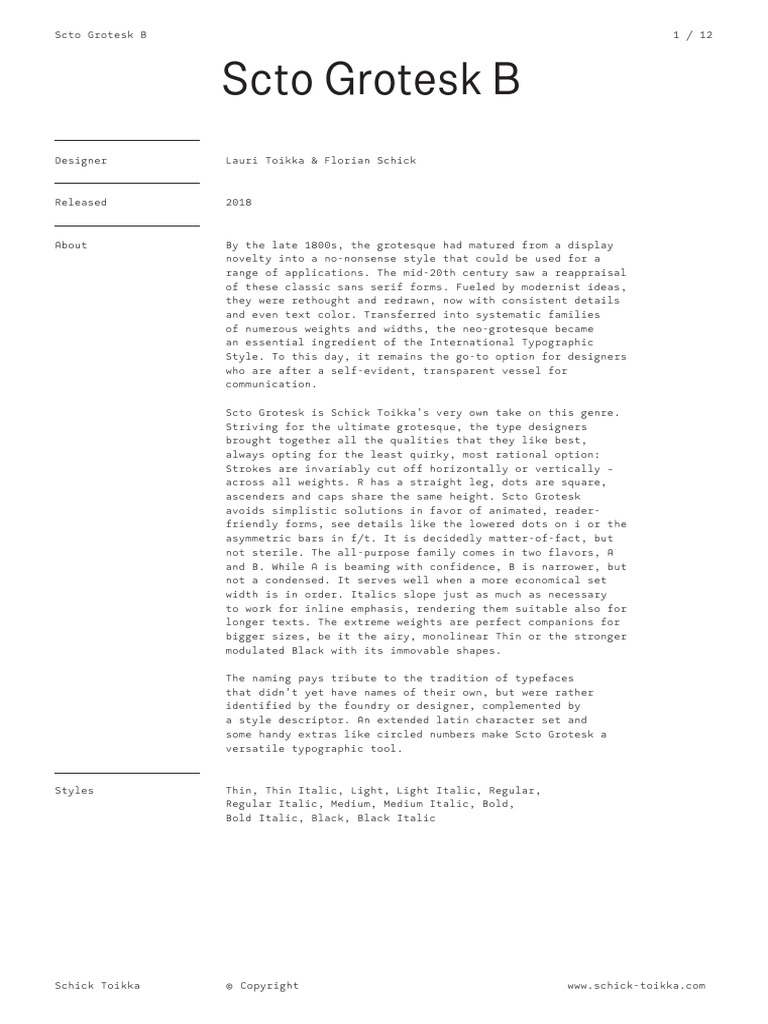 Schick Toikka Scto Grotesk B | PDF