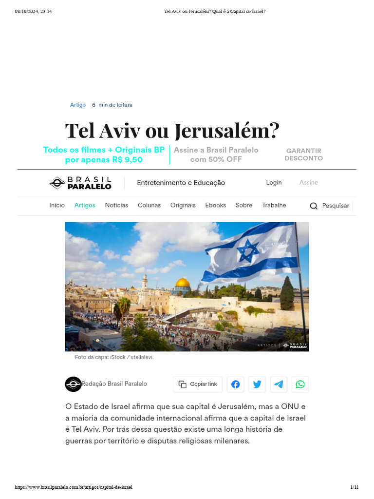 Tel Aviv Ou Jerusalém - Qual É A Capital de Israel | PDF