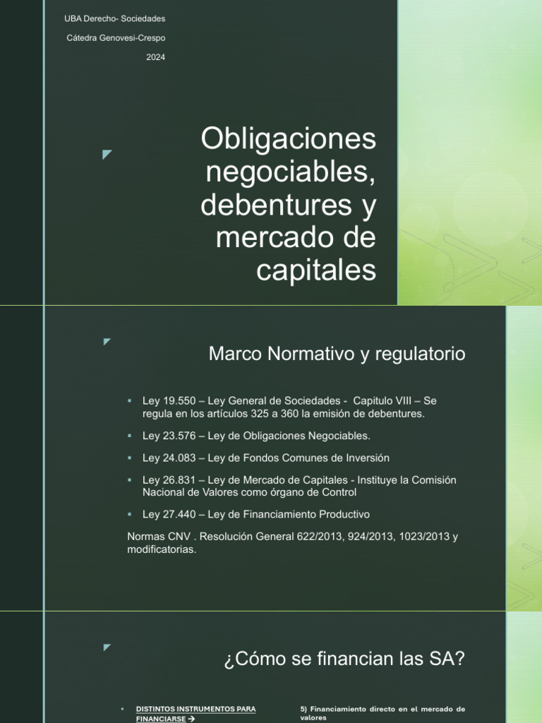 Obligaciones Negociables y Mercado de Capitales | PDF | Bolsa | Inversiones