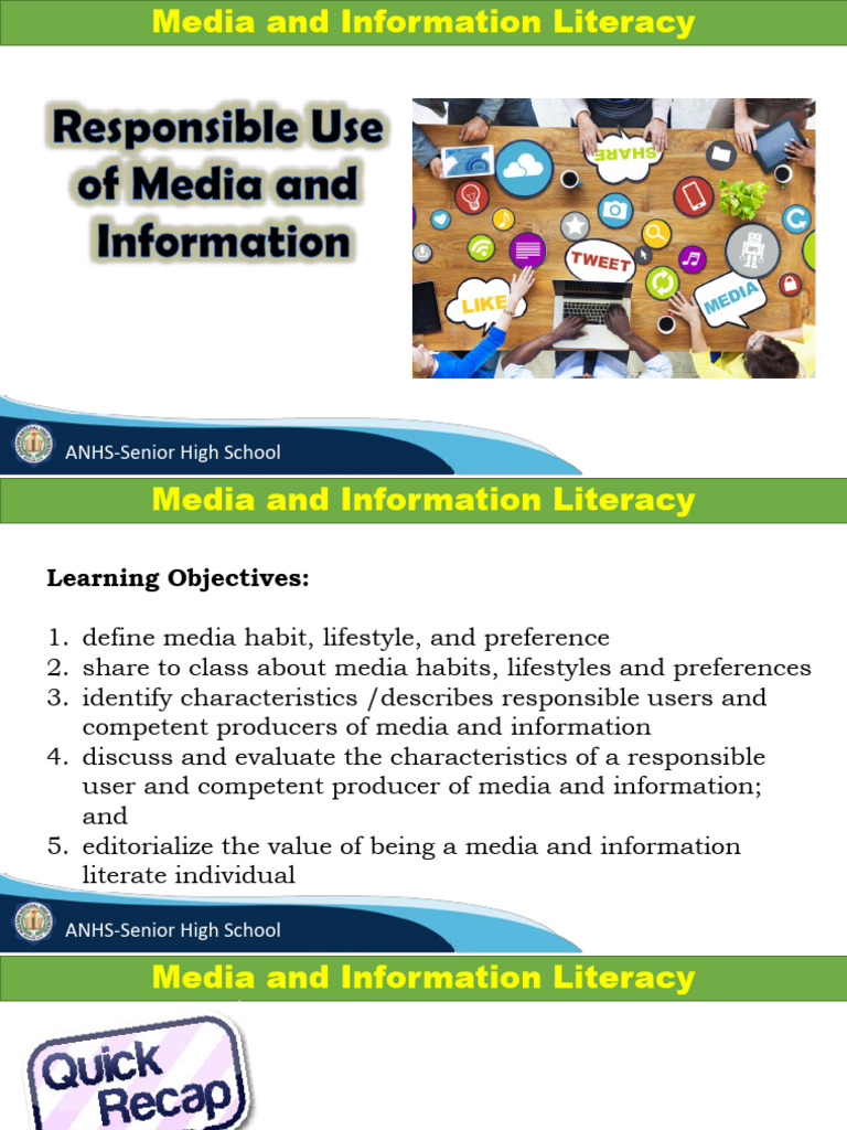 Lesson2 Responsible Use of Media and Information | PDF