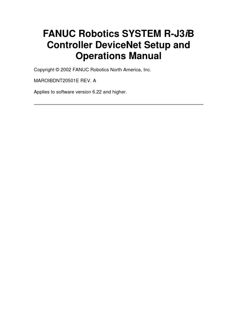 Fanuc Robotics R 30ia R 30ib Controller Devicenet Setup Operations Manual Business Industrial Bridgin Industrial Automation Motion Controls