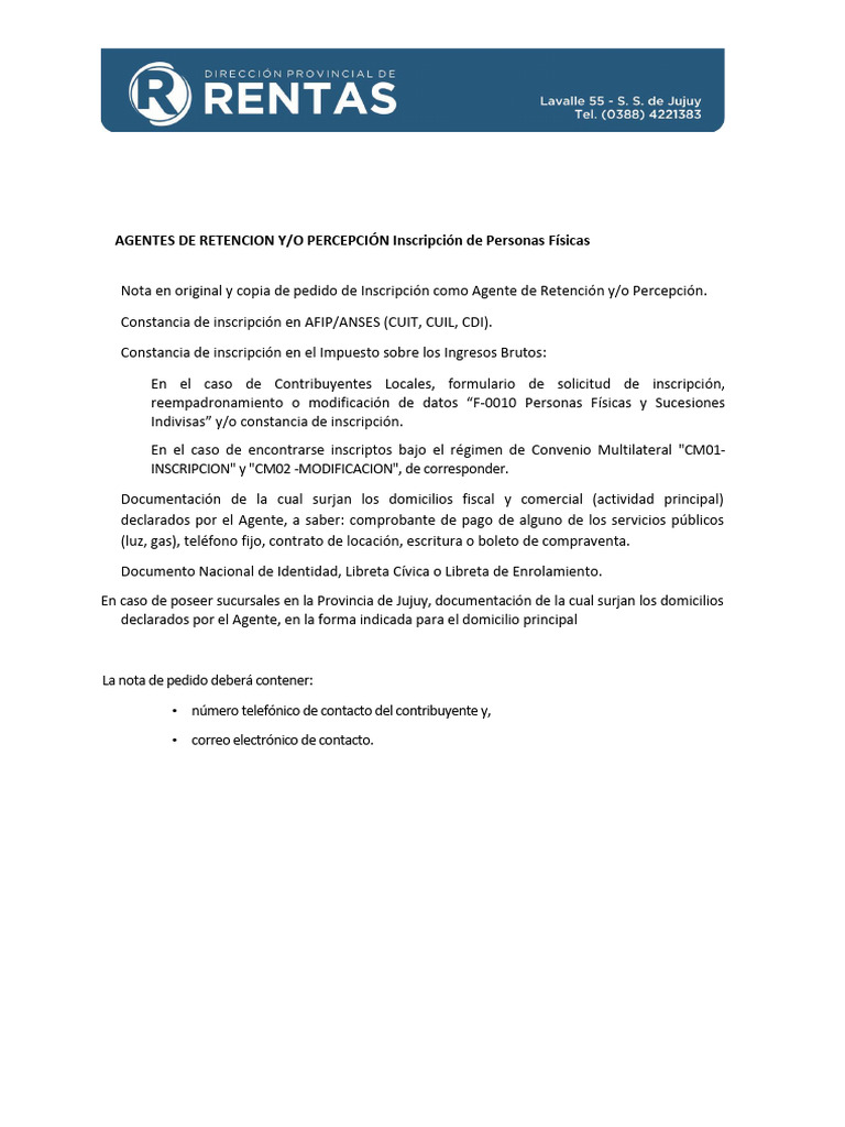 Agentes RyP Inscripcion Personas Fisicas | PDF