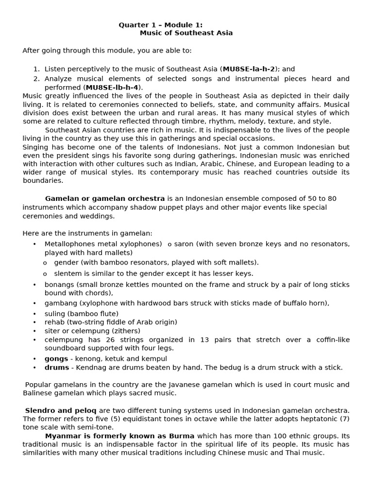 Quarter 1 music pdf