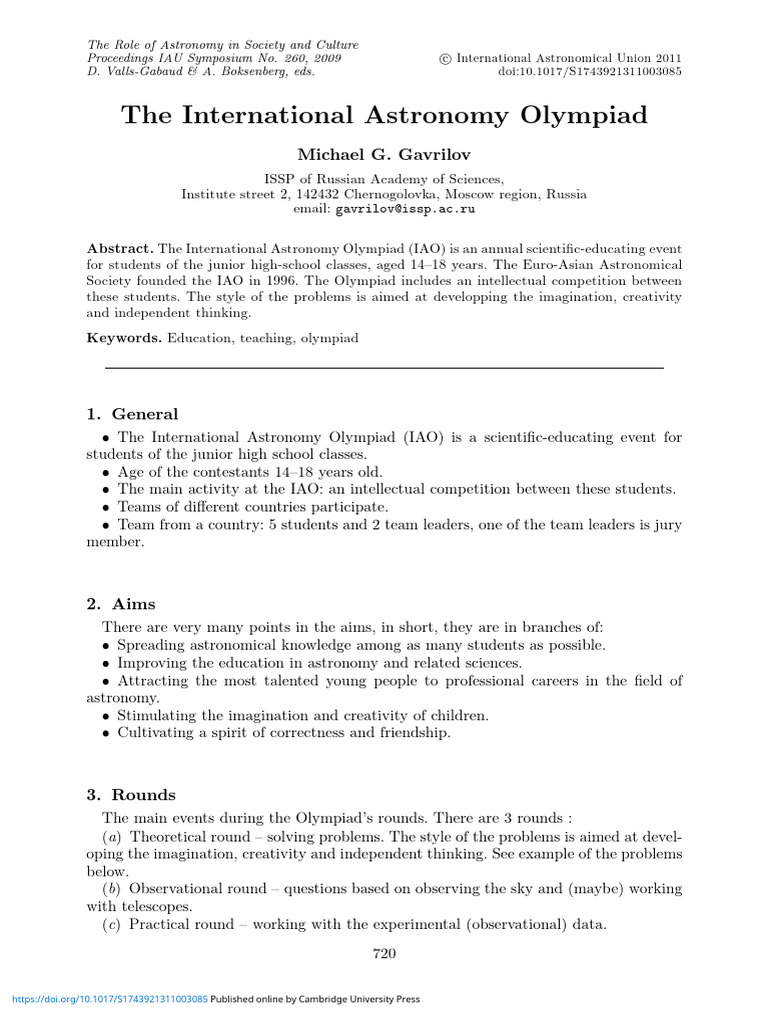 The International Astronomy Olympiad | PDF