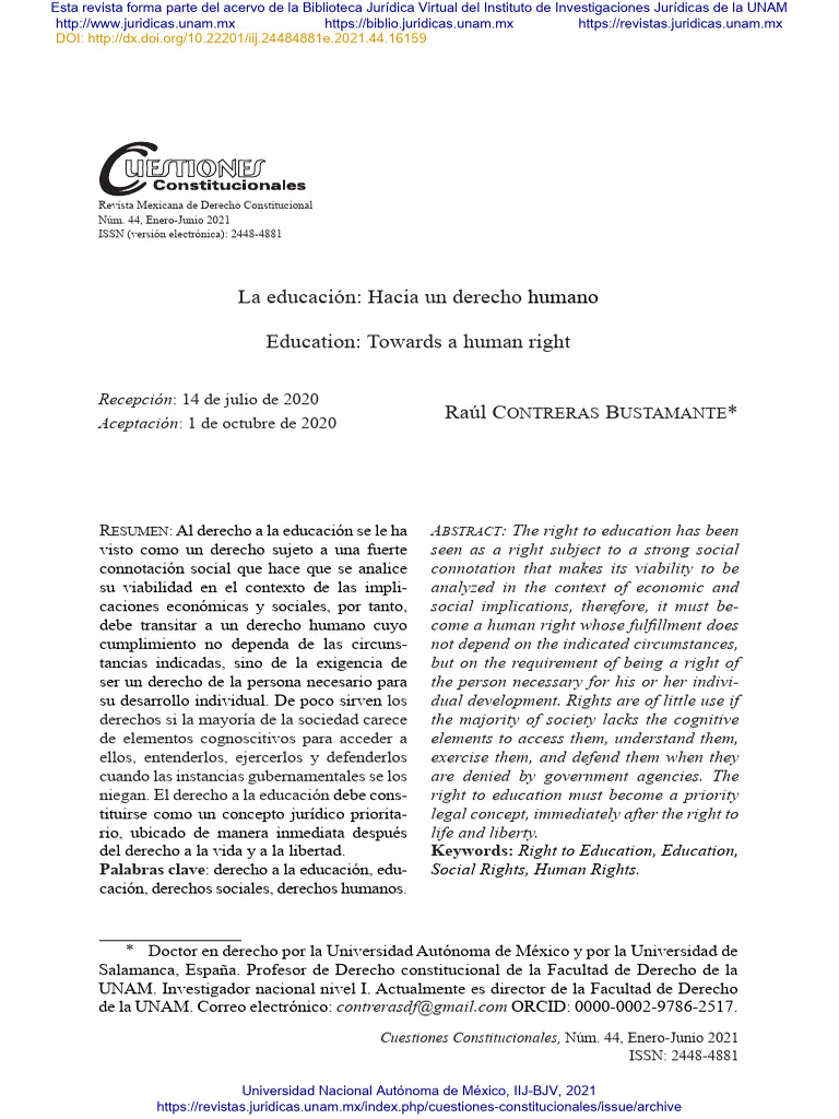 La Educación. Hacia Un Derecho Humano | PDF | Derechos humanos | Estado ...