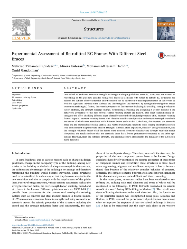Experimental Assessment of Retrofitted RC Frames With Different Steel ...