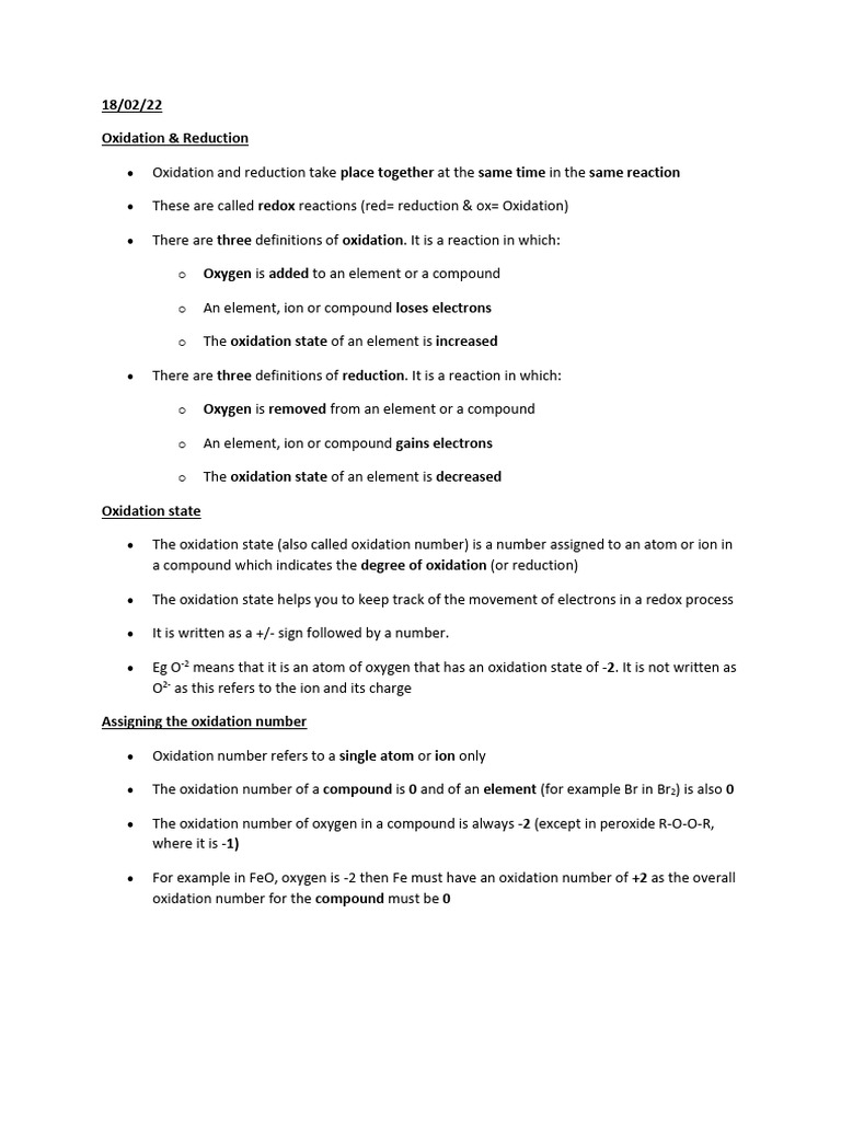 Kami Export - Redox Notes Form 4 | PDF