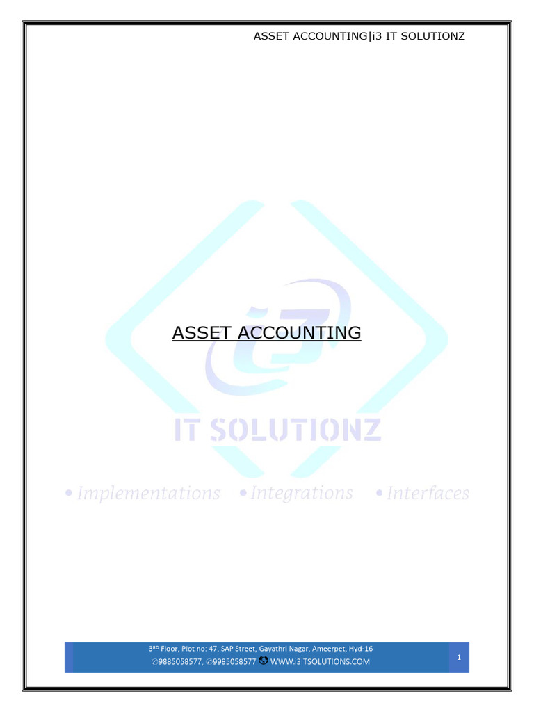 Asset Accounting - I3 It Solutionz-1 | PDF