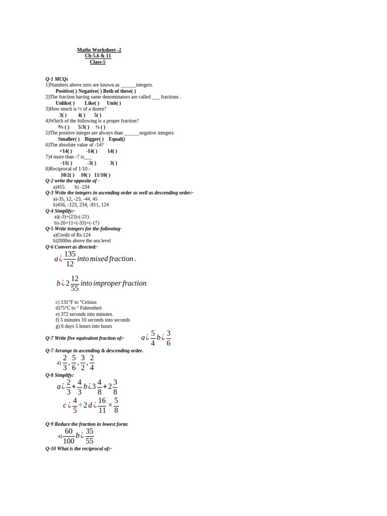 Maths Worksheet 2 | PDF