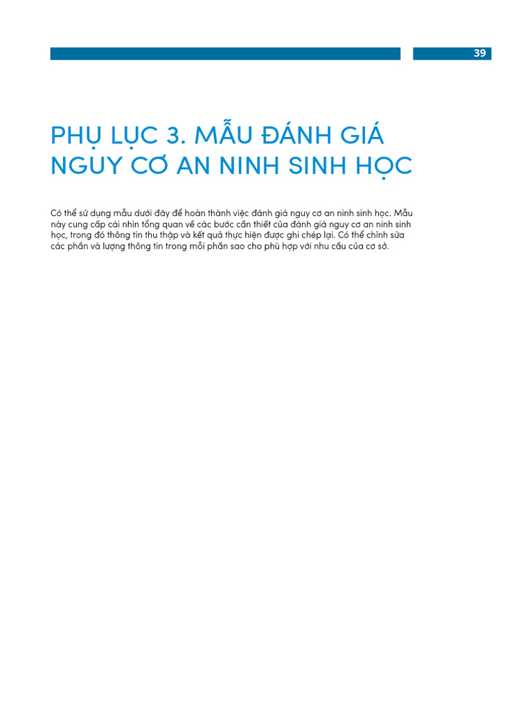 Phụ Lục 3. Mẫu Đánh Giá Nguy Cơ An Ninh Sinh Học: ANNEX 3. Biosecurity ...