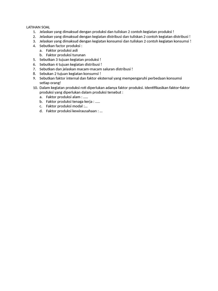 Contoh soal kegiatan ekonomi sosial masyarakat kelas 4