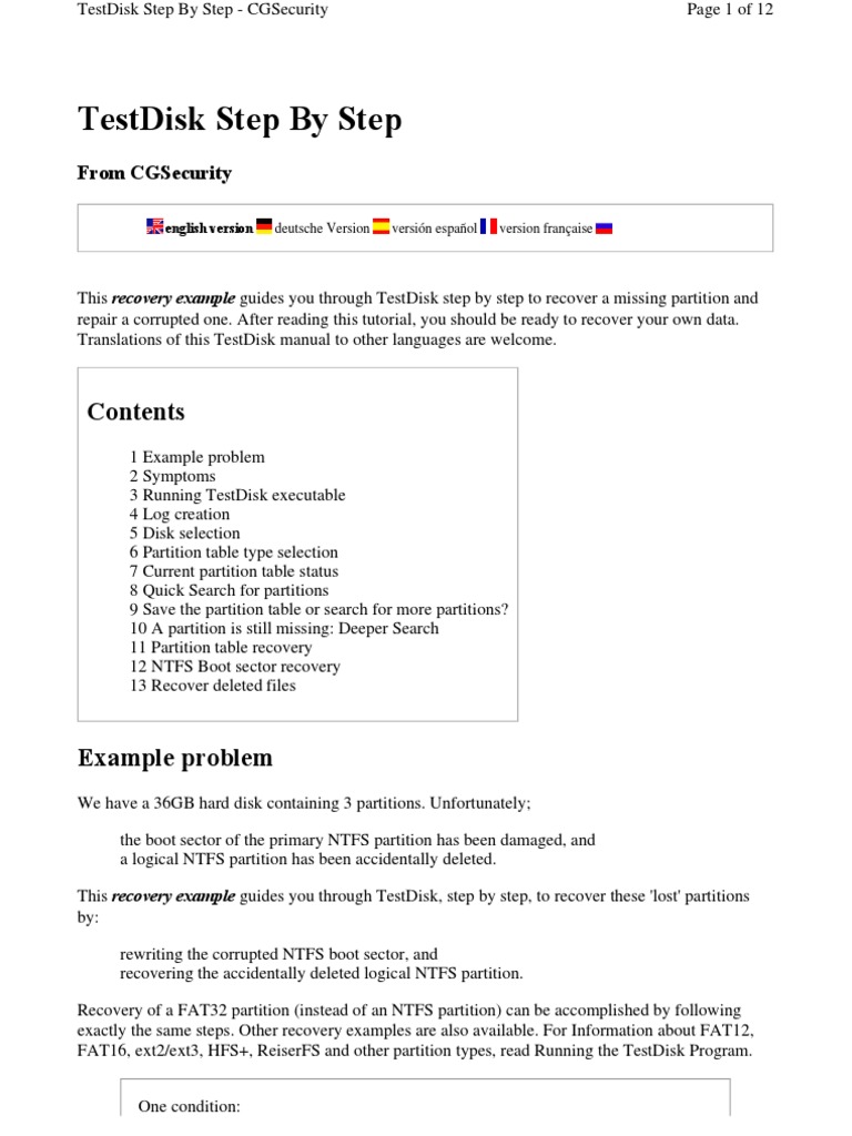 Cgsecurity Org Wiki Testdisk Step by Step | PDF | File System | Booting