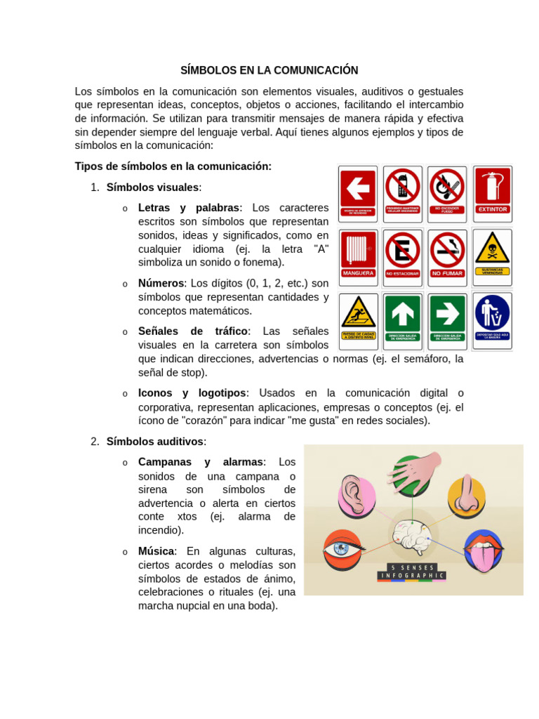 Símbolos en la Comunicación: Tipos y Ejemplos | PDF | Comunicación ...
