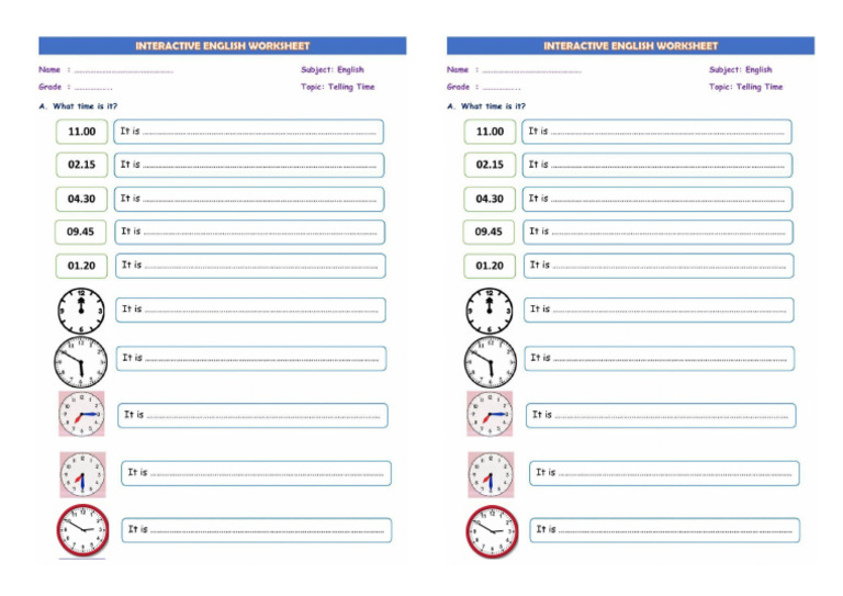 Soal Telling Time Pdf