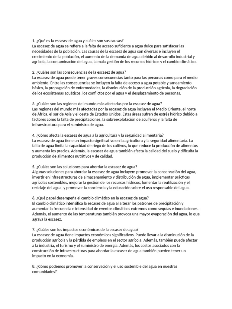 Escasez de Agua: Causas y Soluciones | PDF | Escasez de agua | Agua