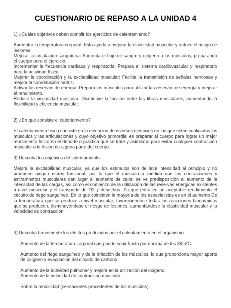 Cuestionario de Repaso A La Unidad 4 | PDF