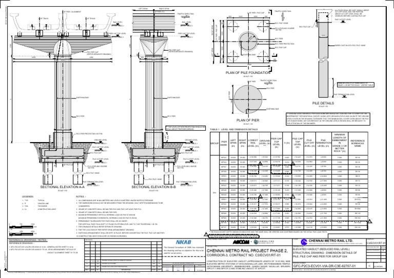 Elevated Viaduct Pier and Pile Details | PDF | Deep Foundation | Civil ...