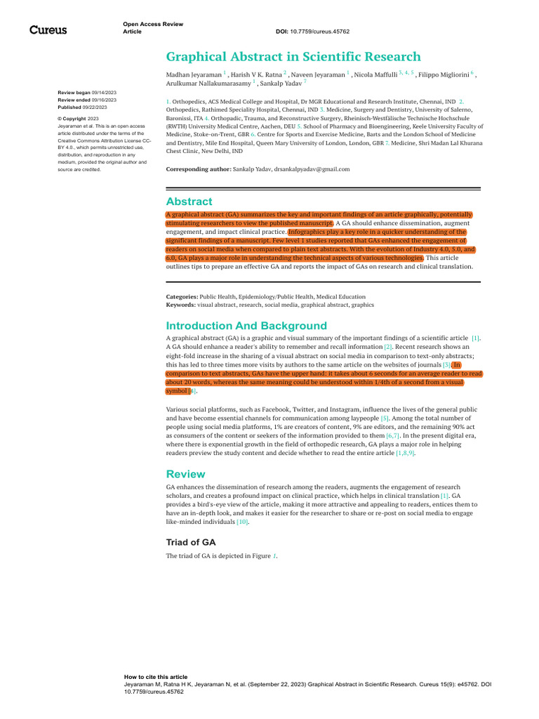 Graphical Abstract in Scientific Research | PDF | Academic Journal ...