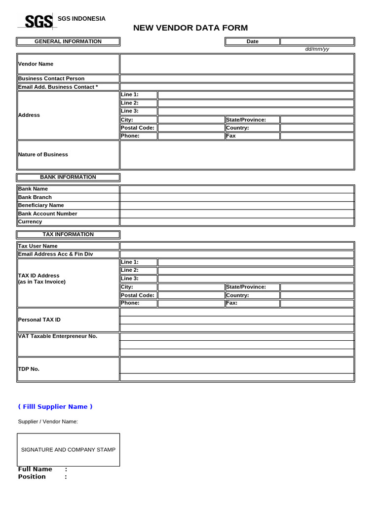 New Vendor Registration Form | PDF