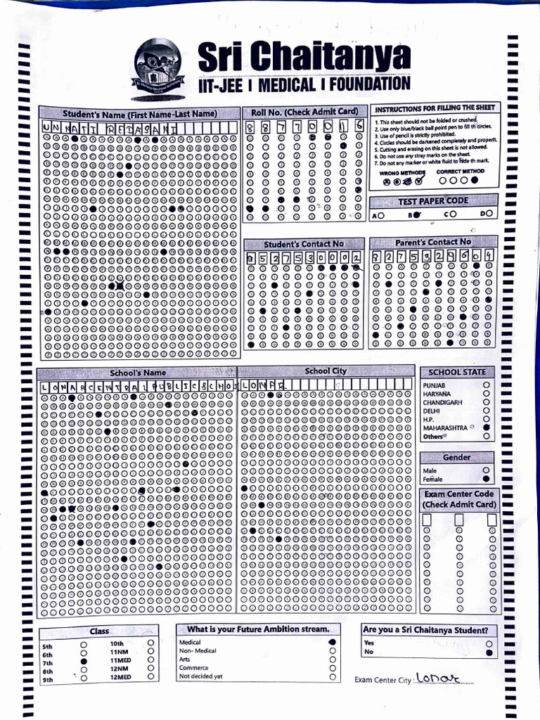 Lcps Score Exam Class 7 | PDF
