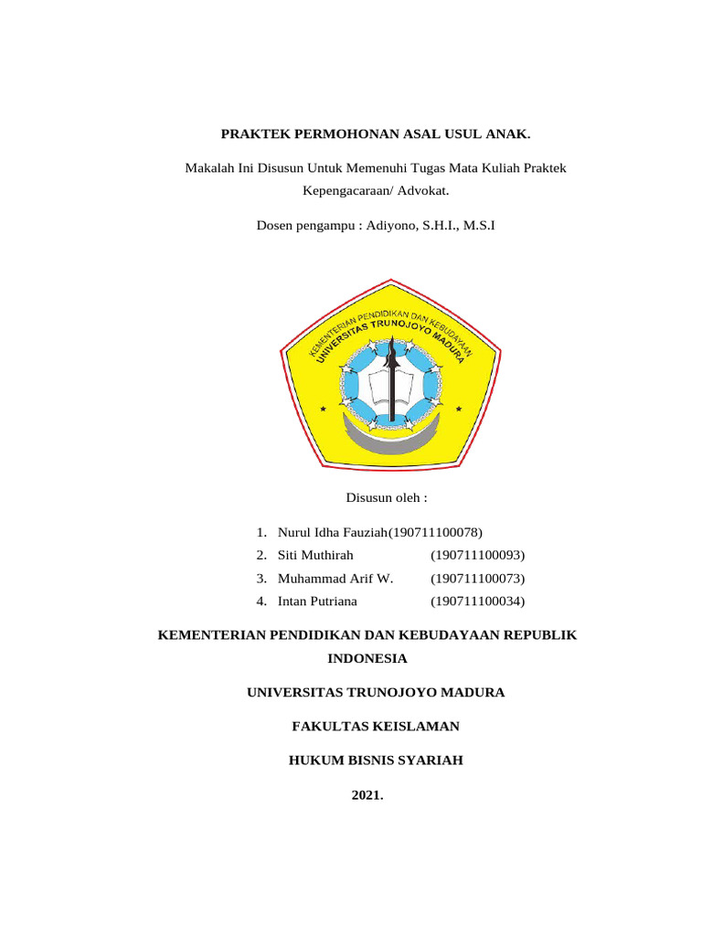 Praktek Permohonan Asal Usul Anak Kel 04 Pdf