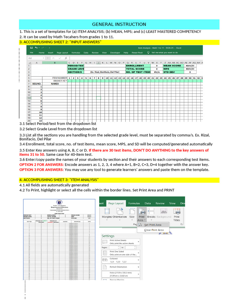 Item Analysis Math 1 To 11 SY24 25 | PDF