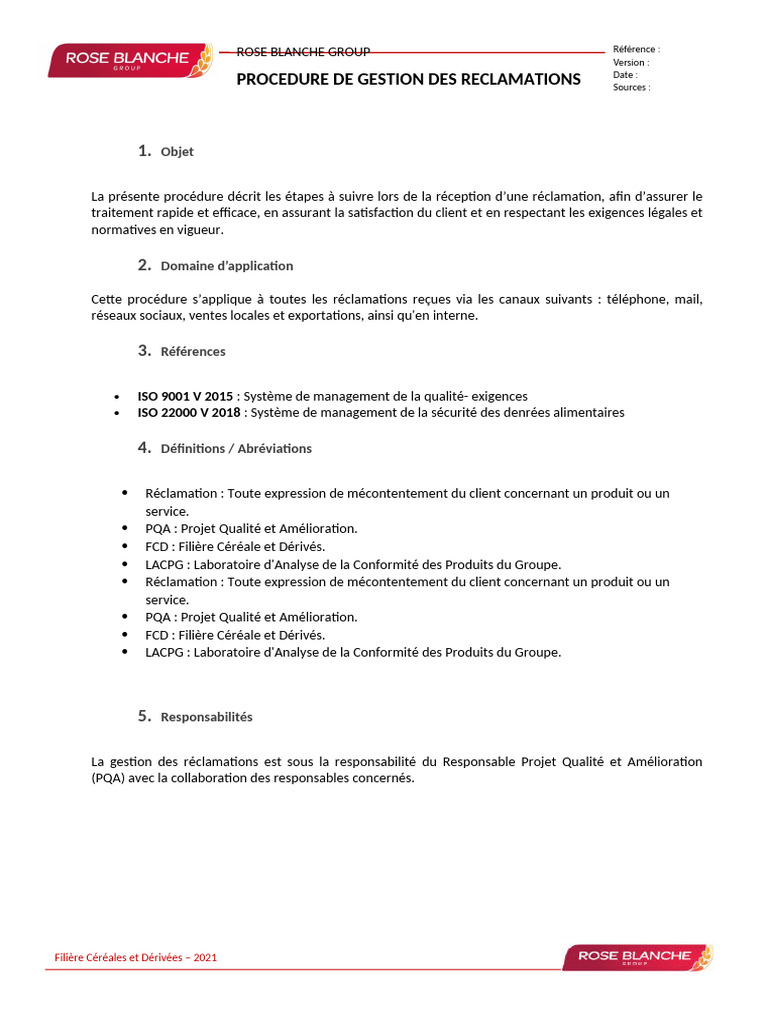PROCEDURE_GESTION_RECLAMATIONS_FINAL_UPDATED | PDF