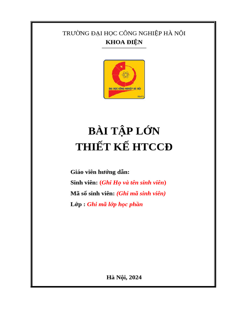 Mẫu BTL TKCCĐ 2024 | PDF