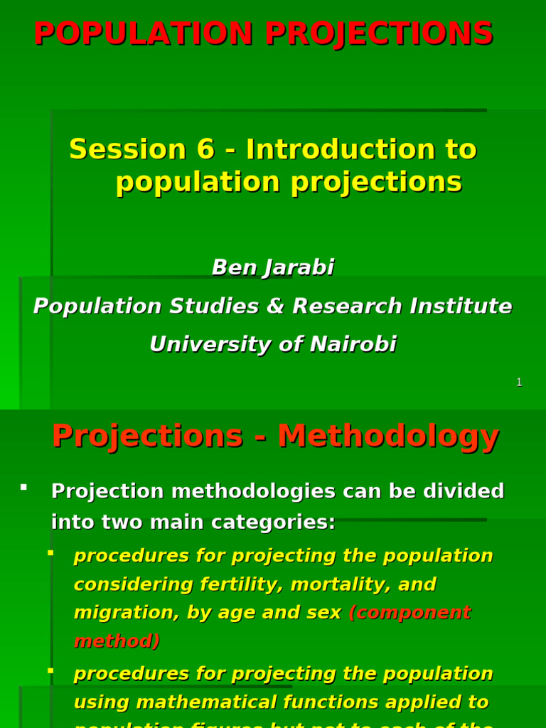 Session 6 - Introduction To Population Projections | PDF