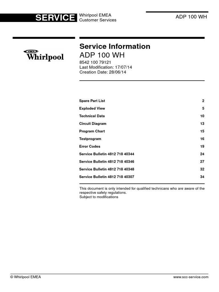 Whirlpool Adp 100 WH | PDF
