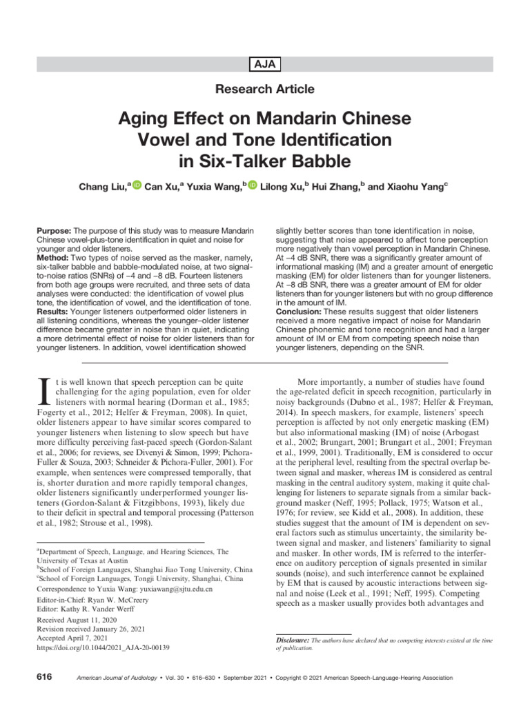 Liu Et Al 2021 Aging Effect On Mandarin Chinese Vowel and Tone ...