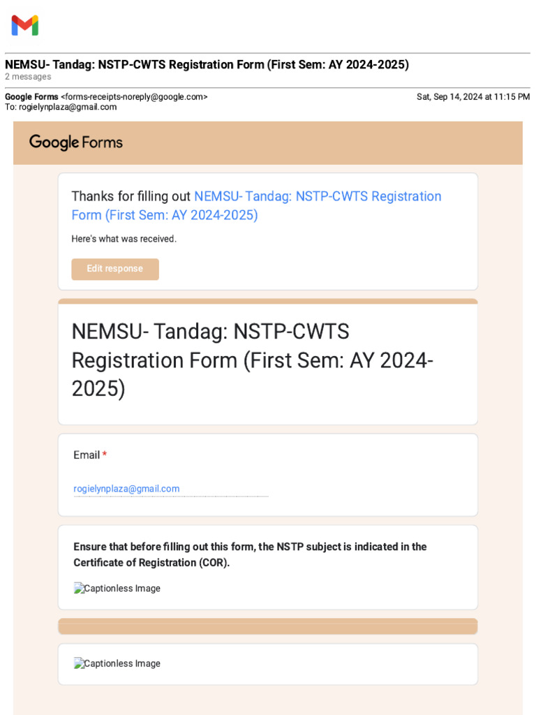 NSTP-CWTS Registration Form | PDF