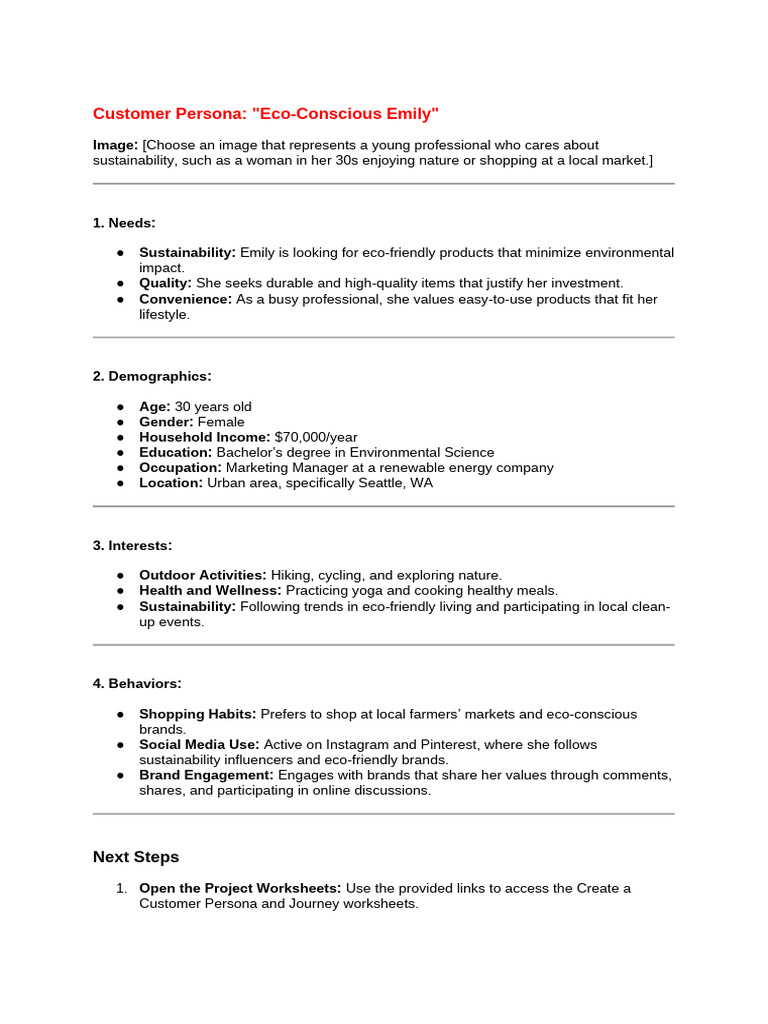 Customer Persona - Eco-Conscious Emily | PDF