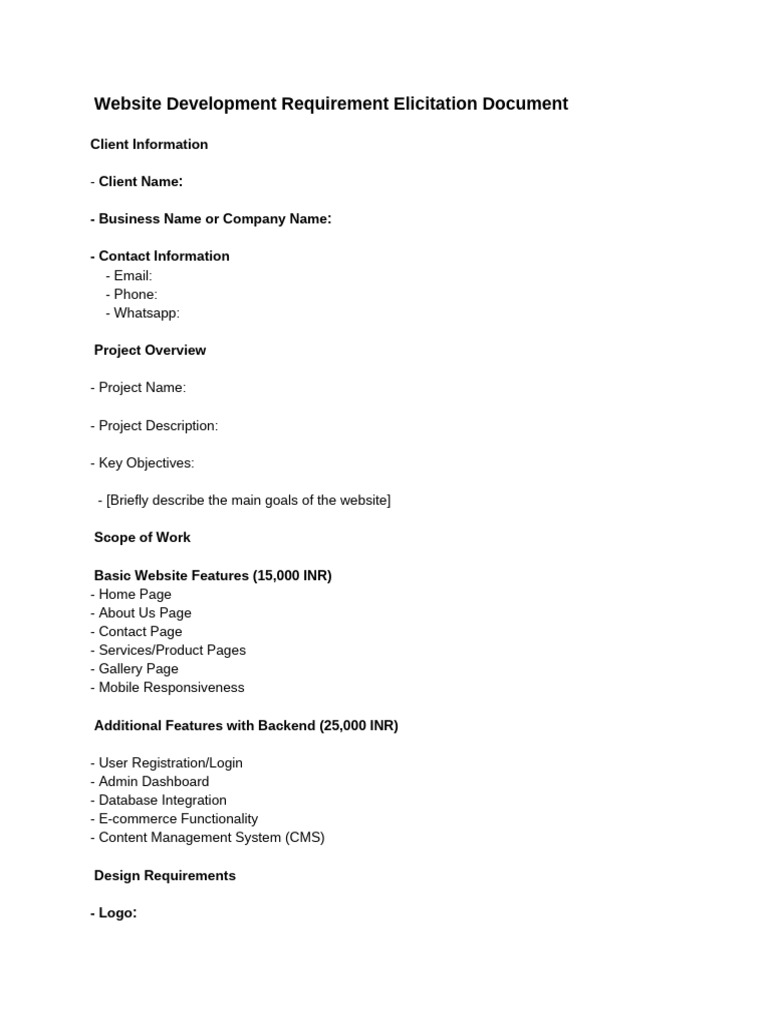 Website Development Requirements Guide | PDF | Web Development | Business