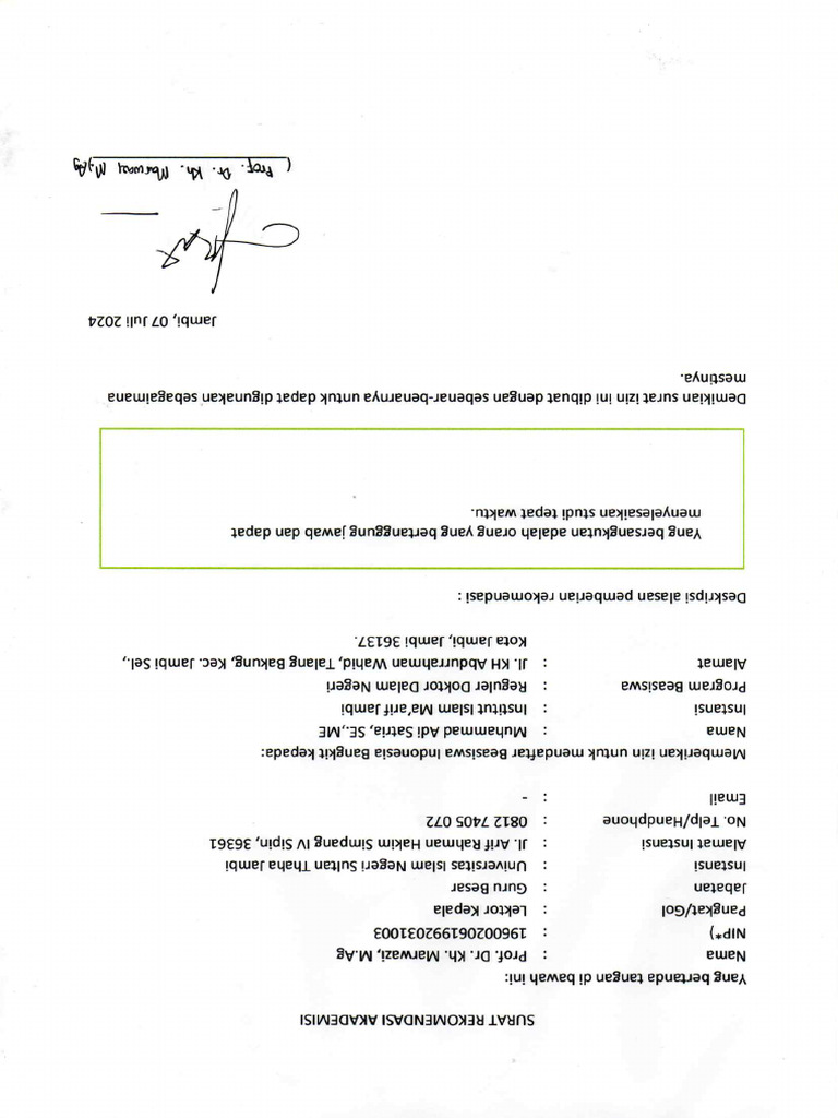 Surat Rekomendasi Akademisi | PDF